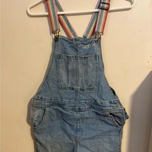 Blue Denim Overalls with Colorful Straps